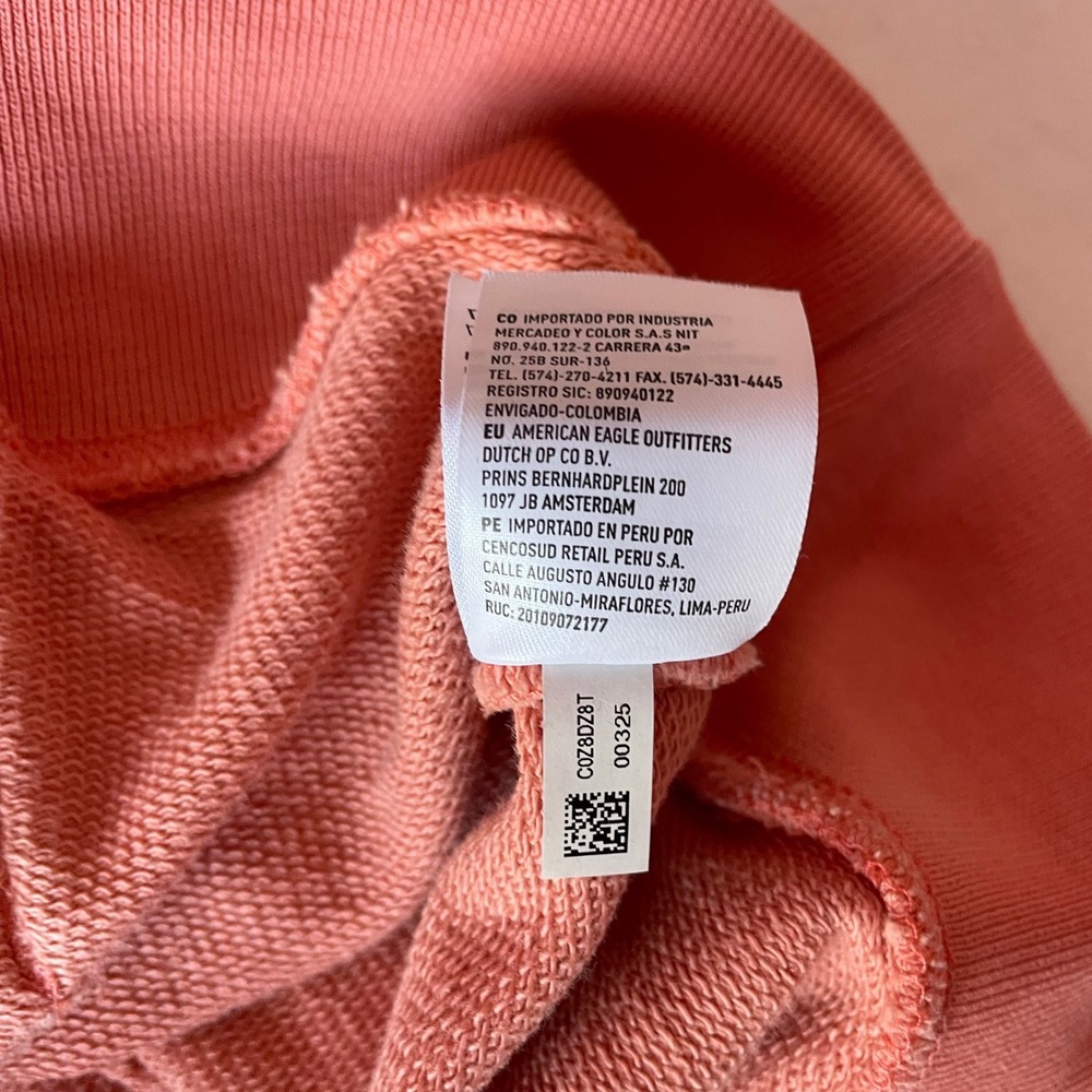 American Eagle Mens XXL Coral Pink 100% Cotton Pullover Hoodie Sweatshirt NWOT - Picture 12 of 13